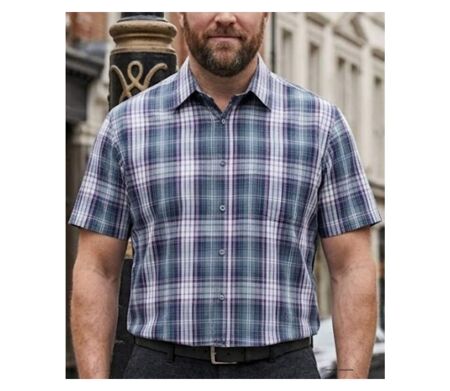 K-DRAN TABACGT3P - Chemisettes manches courtes violette pour homme en mélange coton-polyester