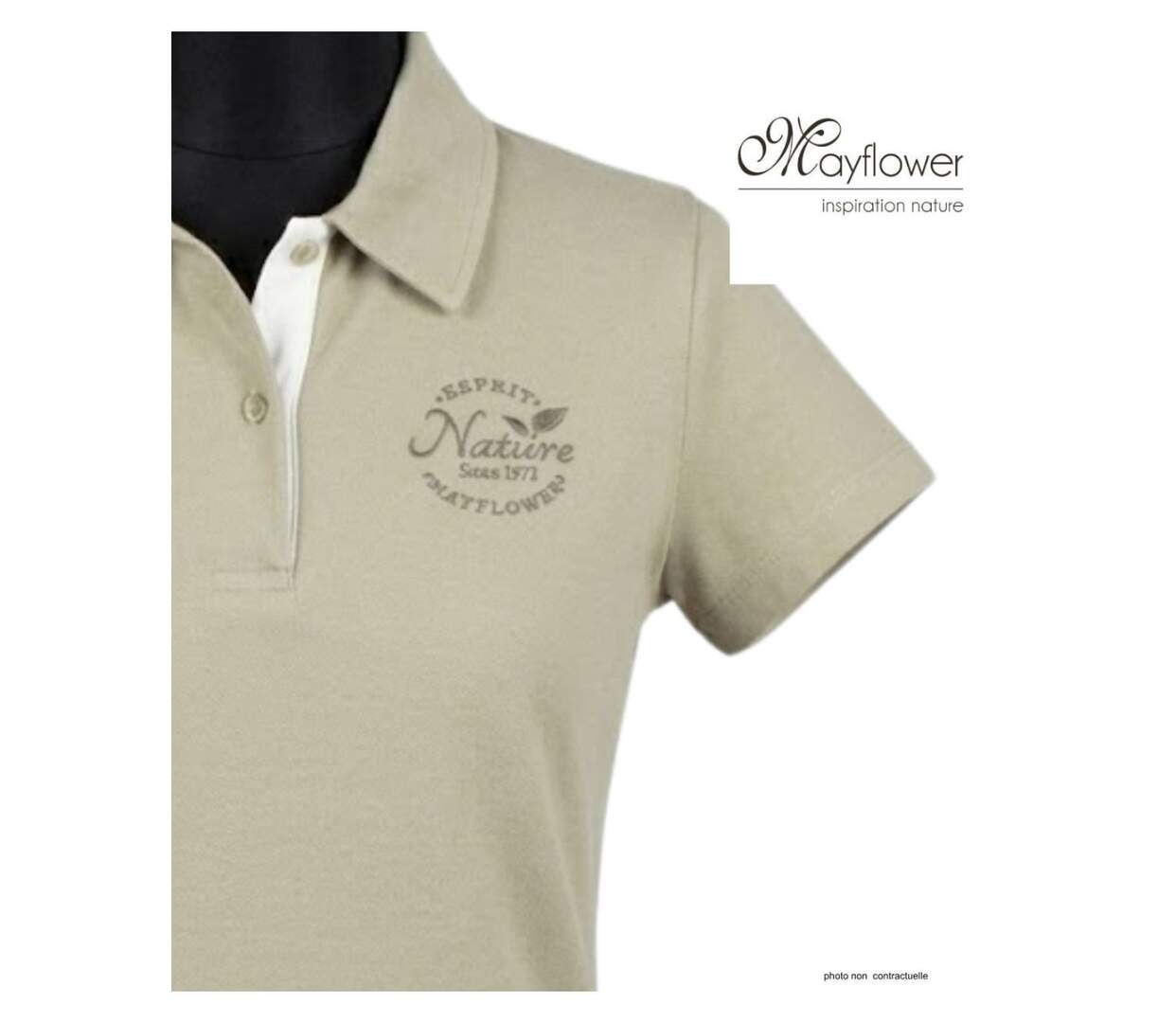 Polo MAYFLOWER LEONOR3 beige en maille piquée : le chic intemporel-4