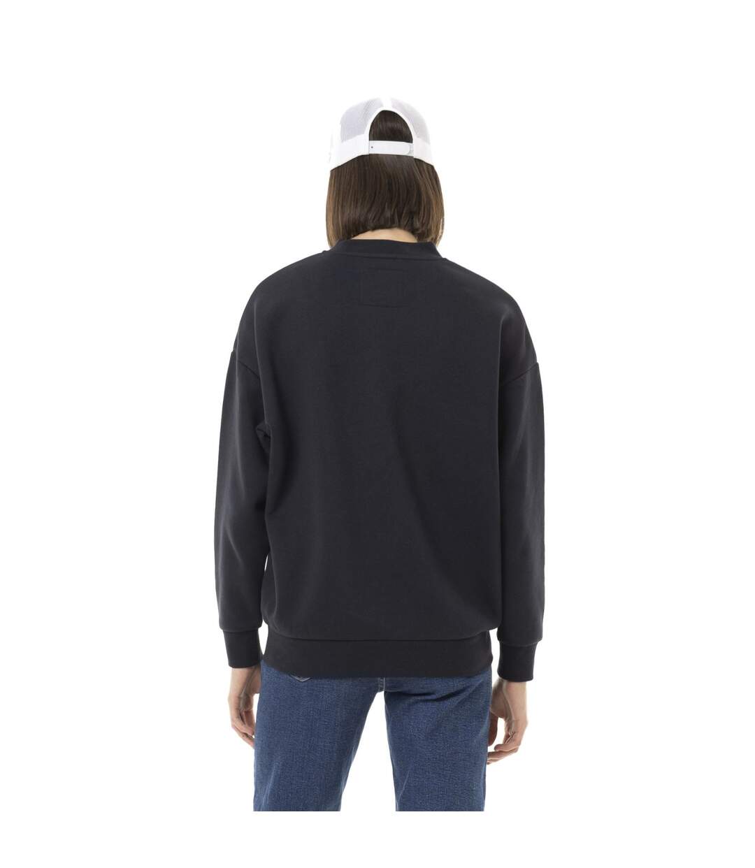 Sweat femme uni avec cold rond et patch Vondutch-3