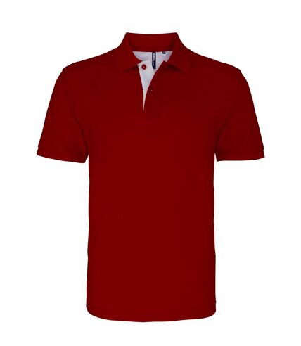Asquith & Fox Mens Classic Fit Contrast Polo Shirt (Red/ White)