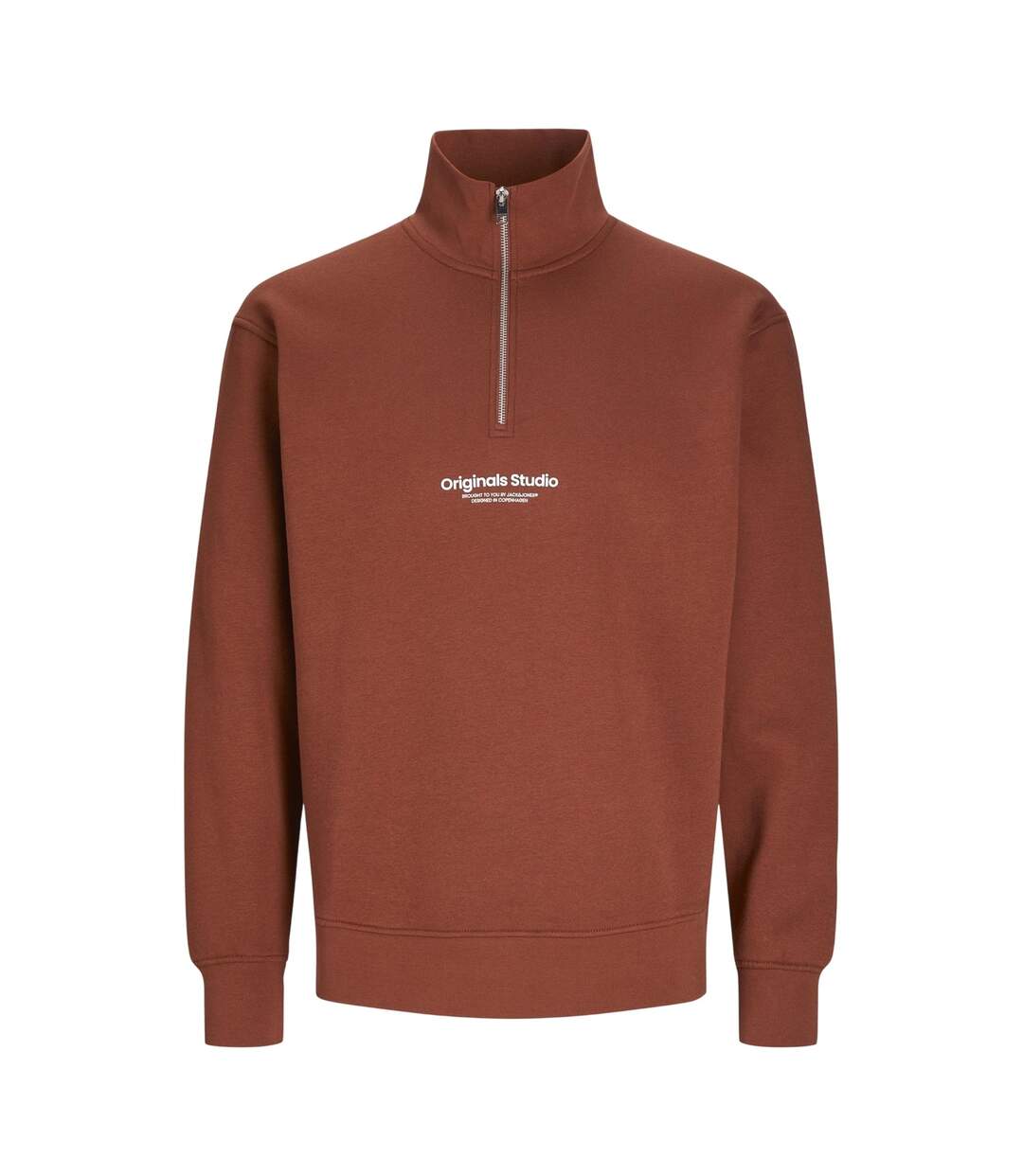 Mens Originals Studio Half Zip Sweatshirt Brandy Jack And Jones-2