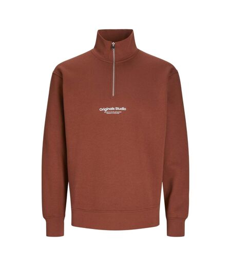 Mens Originals Studio Half Zip Sweatshirt Brandy Jack And Jones