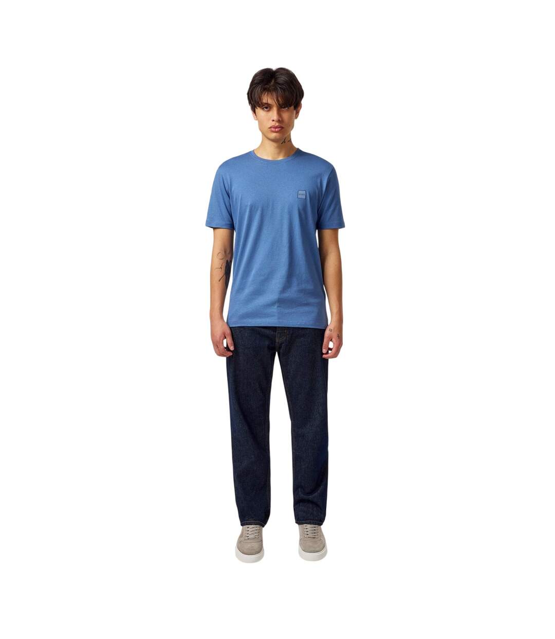 Mens Orange Premium Cotton T-shirt Blue Boss-1