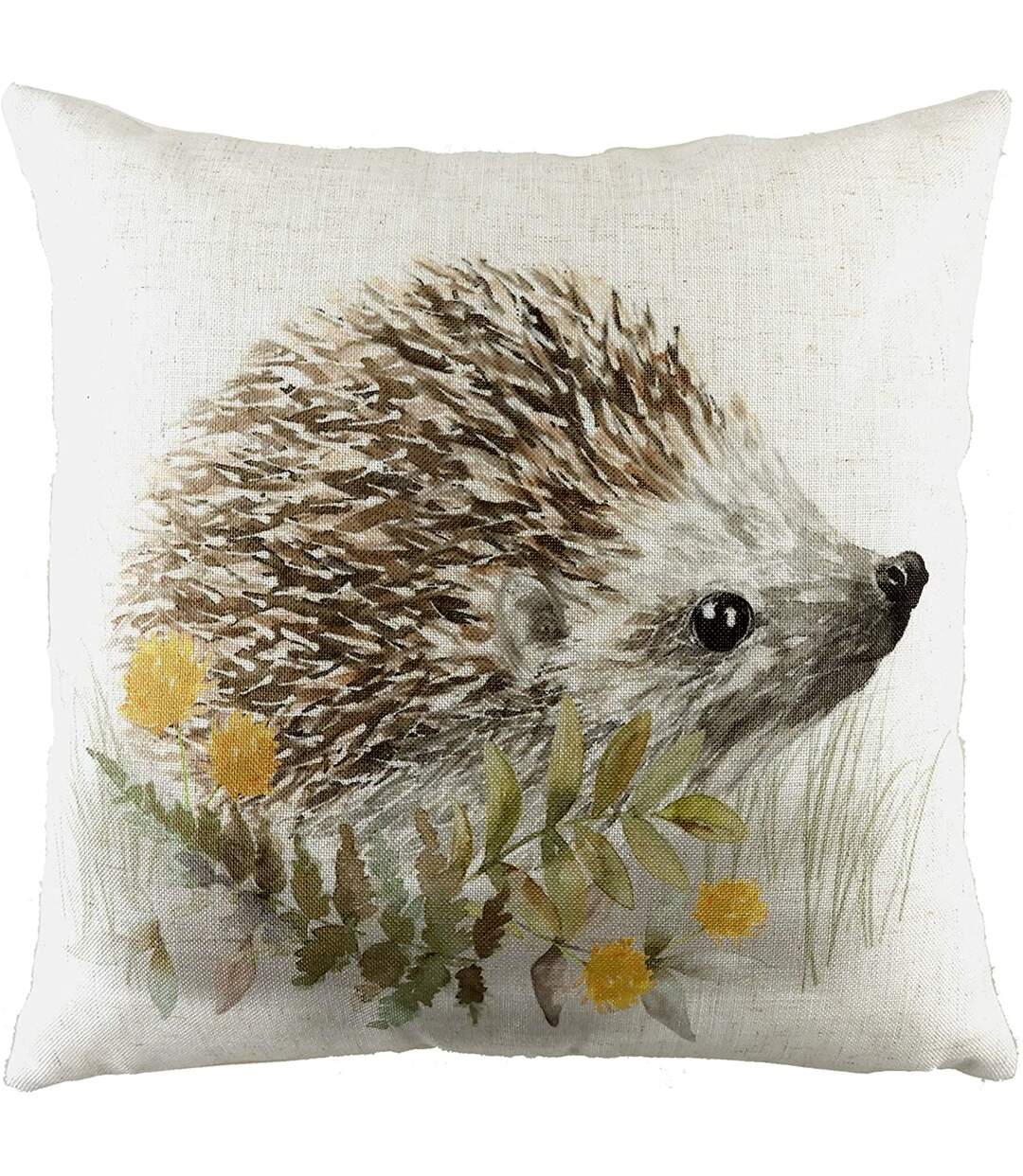 Woodland hedgehog cushion cover one size white/green/brown Evans Lichfield