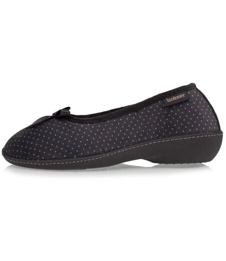 Isotoner Chaussons Ballerines femme ultra doux, ultra confort talon de 3,8 cm