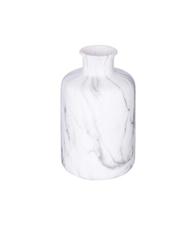 Vase Déco Effet Marbre 17cm Blanc