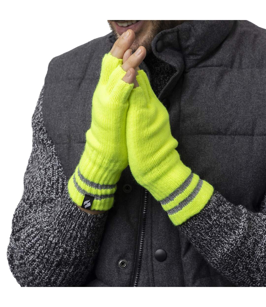 Heat Holders - 1 Paire Homme Gants Demi Doigt Hiver Thermique Polaire-3