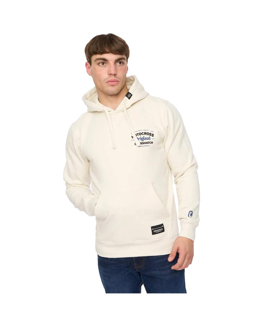 Sweat À Capuche Motocross Homme Gris Pâle Crosshatch-4