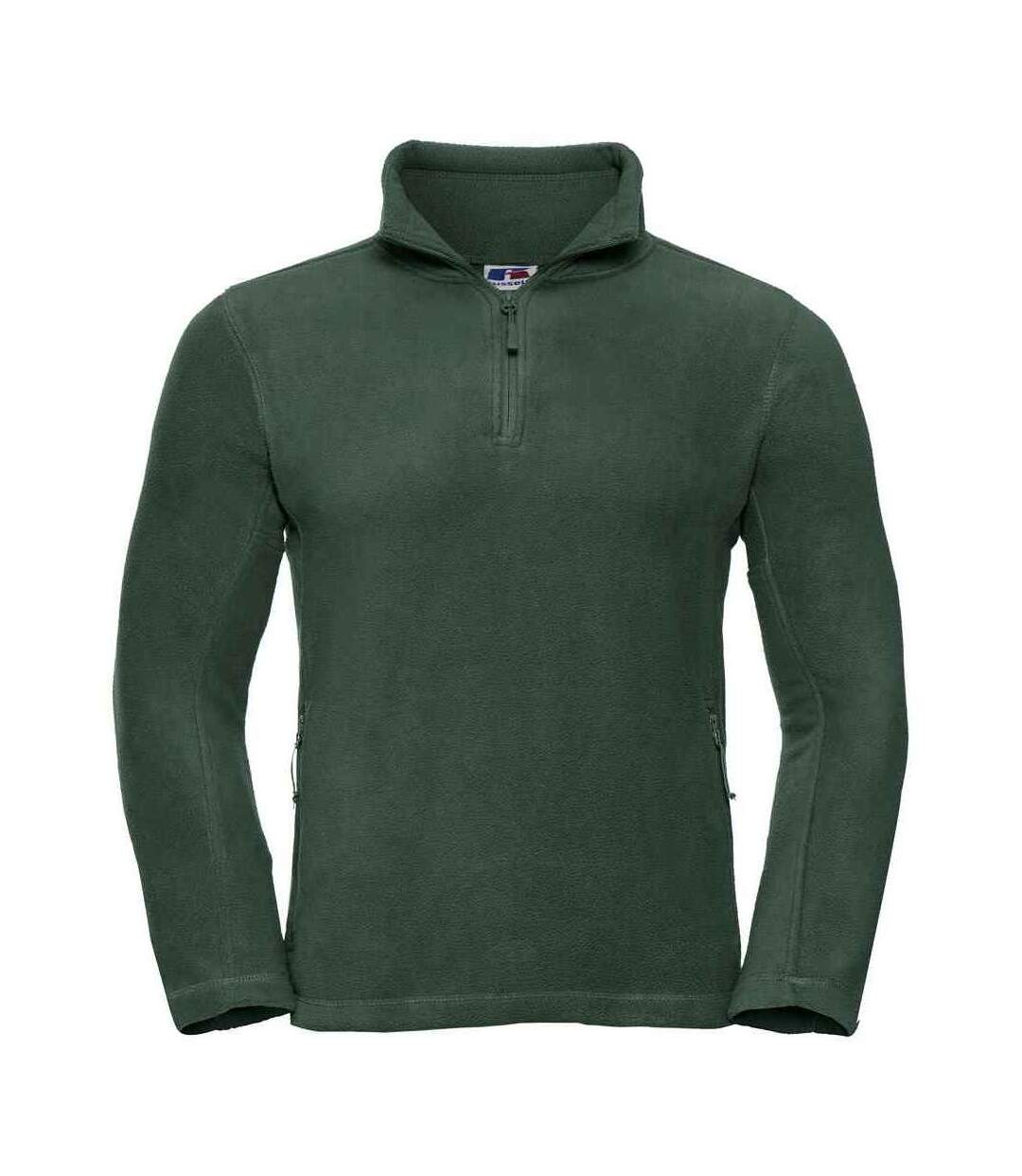 Mens zip neck outdoor fleece top bottle green Russell