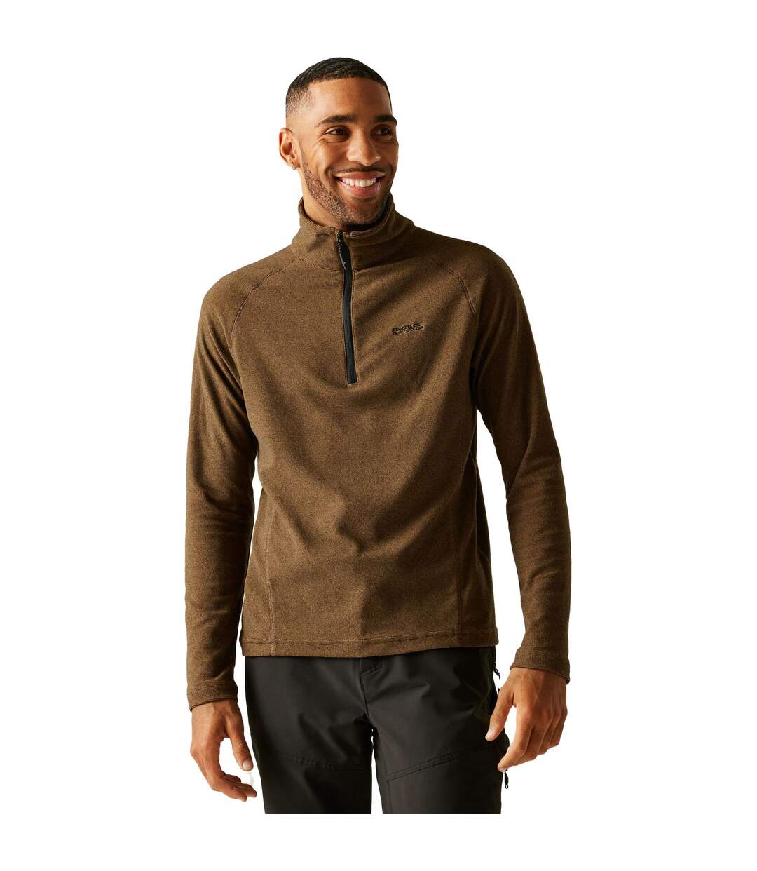 Great Outdoors Mens Montes Funnel Neck Fleece Jumper Nut Brown Black Regatta-1