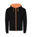 Veste à capuche fuji adulte noir uni / orange fluo Roly