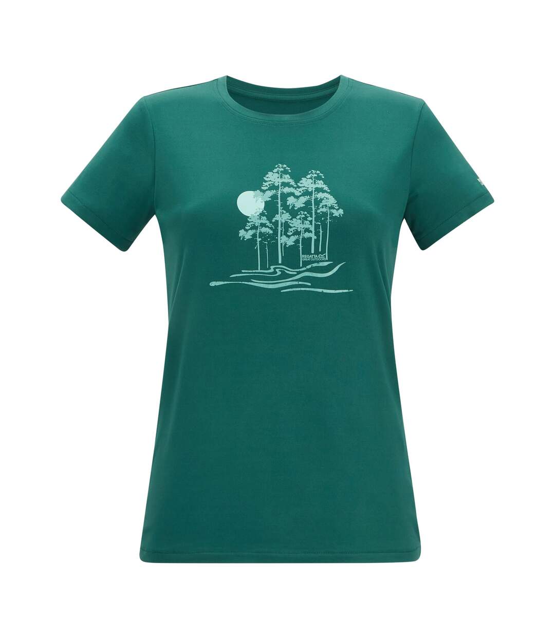 T-shirt Extensible Manches Courtes Motif/style Rivage Fingal Femme Vert Sarcelle Imprimé Graphique Regatta-1