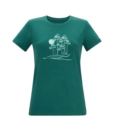 T-shirt Extensible Manches Courtes Motif/style Rivage Fingal Femme Vert Sarcelle Imprimé Graphique Regatta