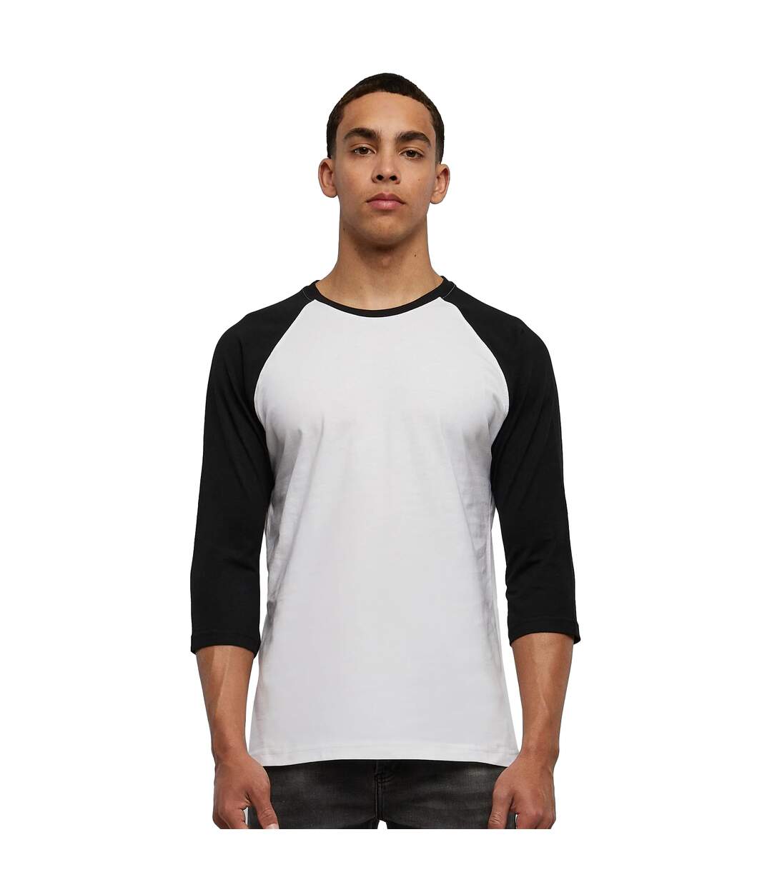 T-shirt Manches ¾ Motif/style Contrasté Homme Blanc Noir Urban Classics-3