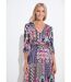 Robe longue satin imprimé ethnique manches 3/4-3