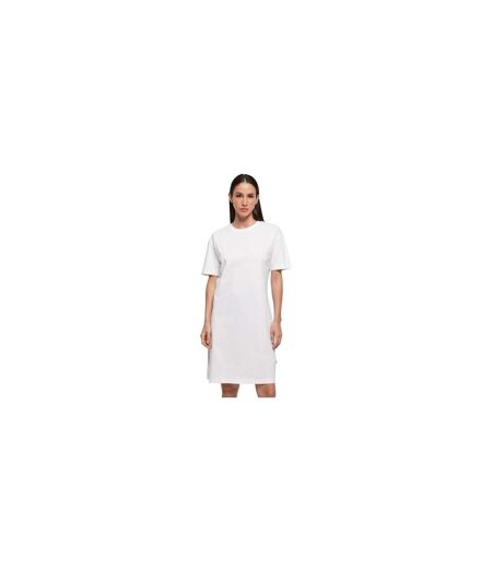 Womens/ladies Organic Robe T-shirt Surdimensionnée À Ourlet Fendu Blanc Build Your Brand