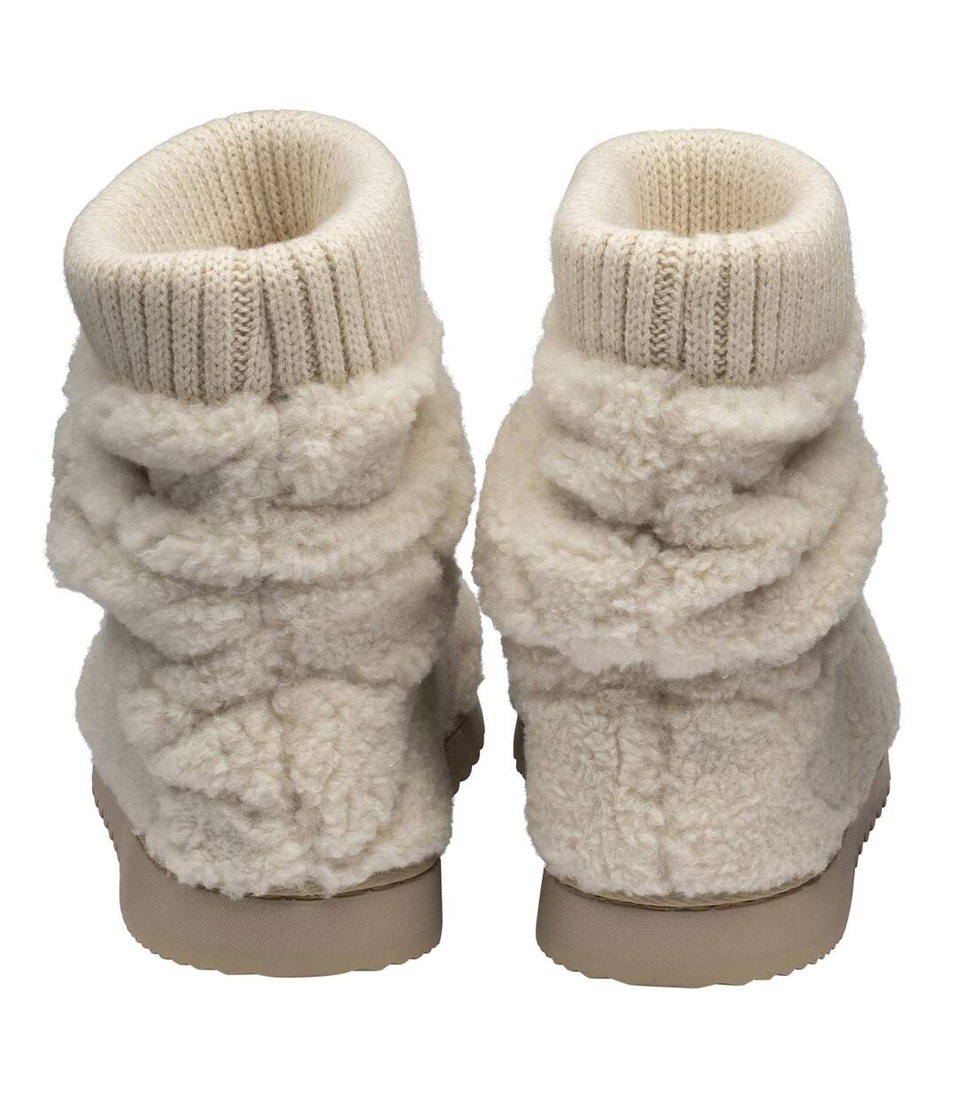 Ladies Teddy Fleece Bootie Slippers Oatmeal Taupe Warm UK 3-8-2