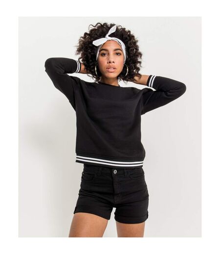 Build Your Brand Womens/Ladies College Sweatshirt (Black/White)
