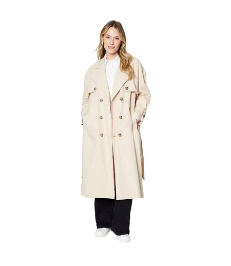 Womens/ladies double-breasted trench coat cream Dorothy Perkins