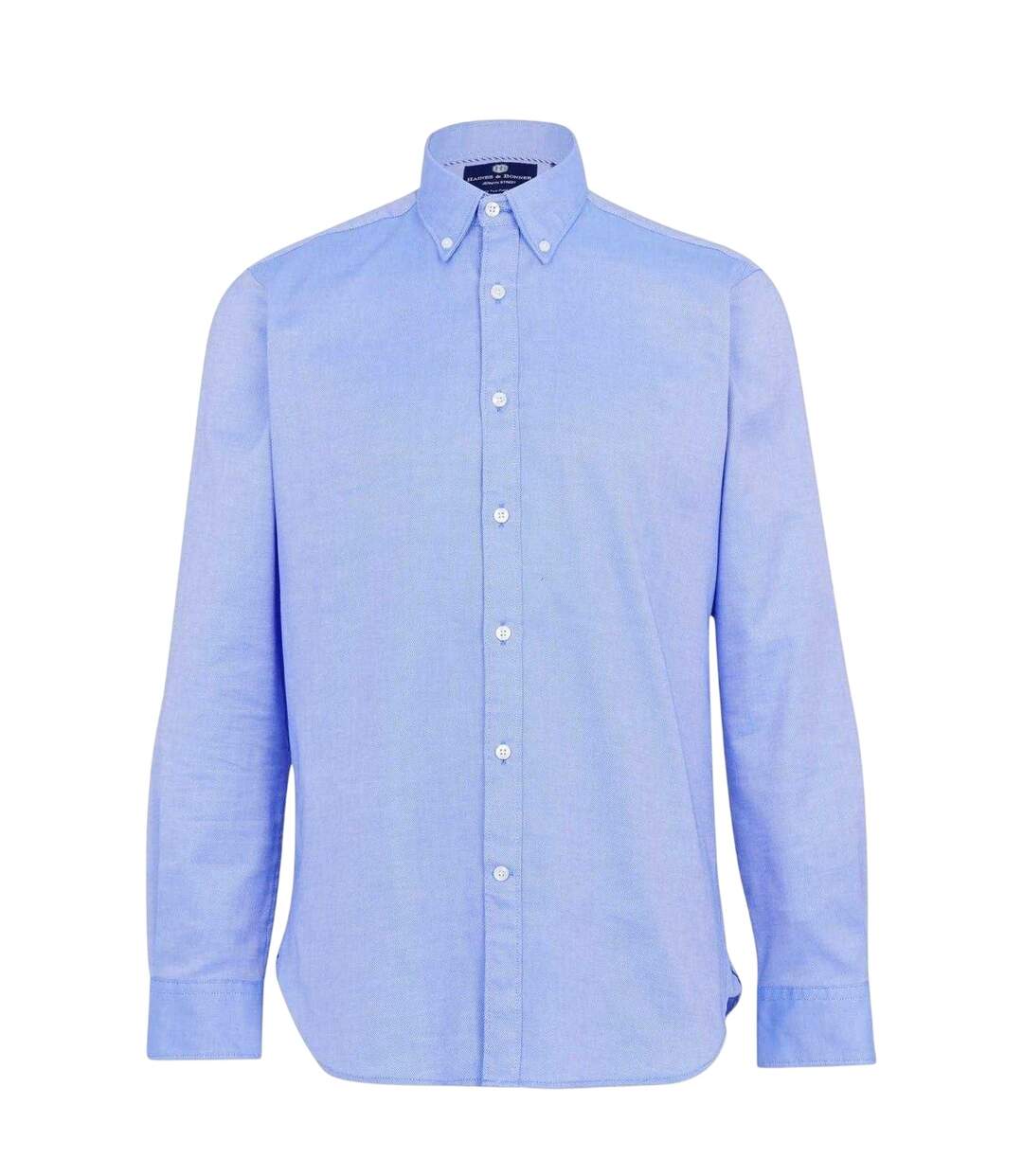 Mens Oxford Tailored Long-sleeved Button-down Shirt Blue Haines And Bonner-1