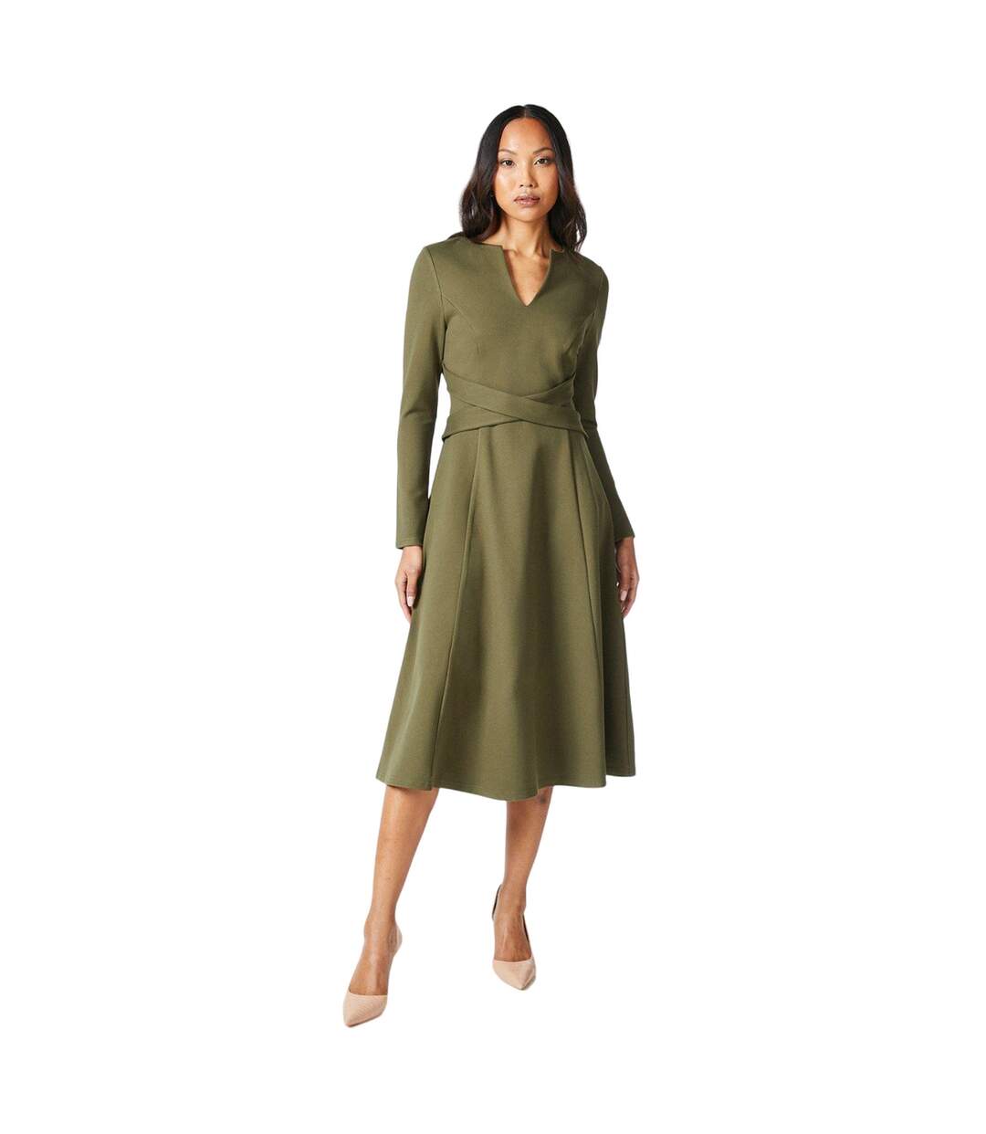 Robe mi-longue femme vert sombre Principles-1