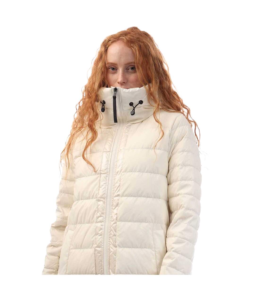 Womens/ladies Quilted Down Puffer Jacket Beige DKNY-4