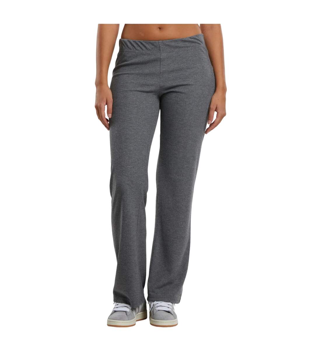 Womens/ladies Ribbed Trousers Dark Grey Melange Urban Classics-1