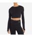 Womens/ladies pro long-sleeved training crop top black Umbro-1