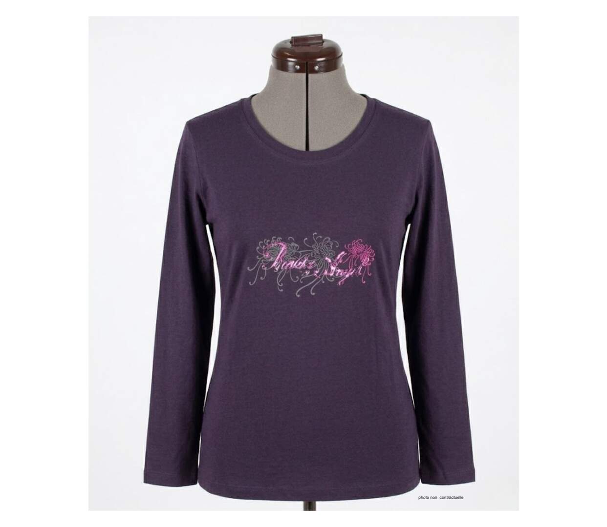 MAYFLOWER SH1060 – Tee-shirt manches longues violet col rond sérigraphié pour un style audacieux-3