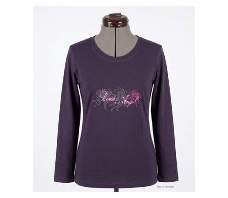 MAYFLOWER SH1060 – Tee-shirt manches longues violet col rond sérigraphié pour un style audacieux