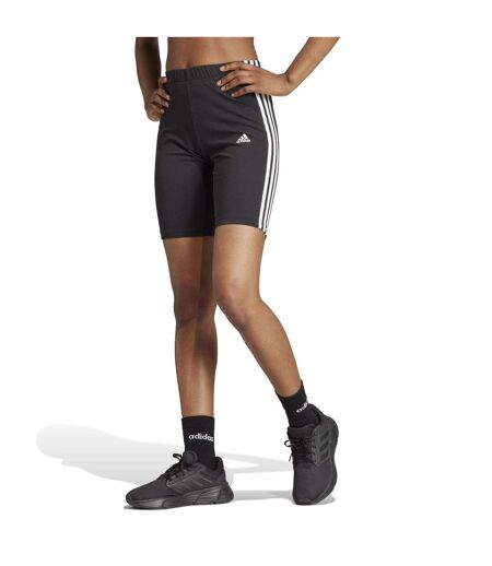 Womens/ladies 3 Stripes Biker Shorts Black White Adidas