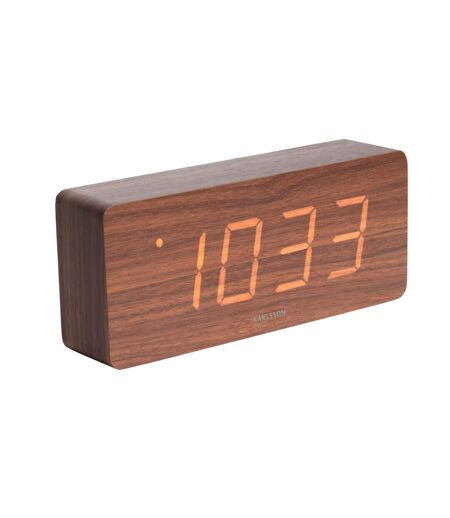 Horloge réveil en bois Square - H. 9 cm - Marron