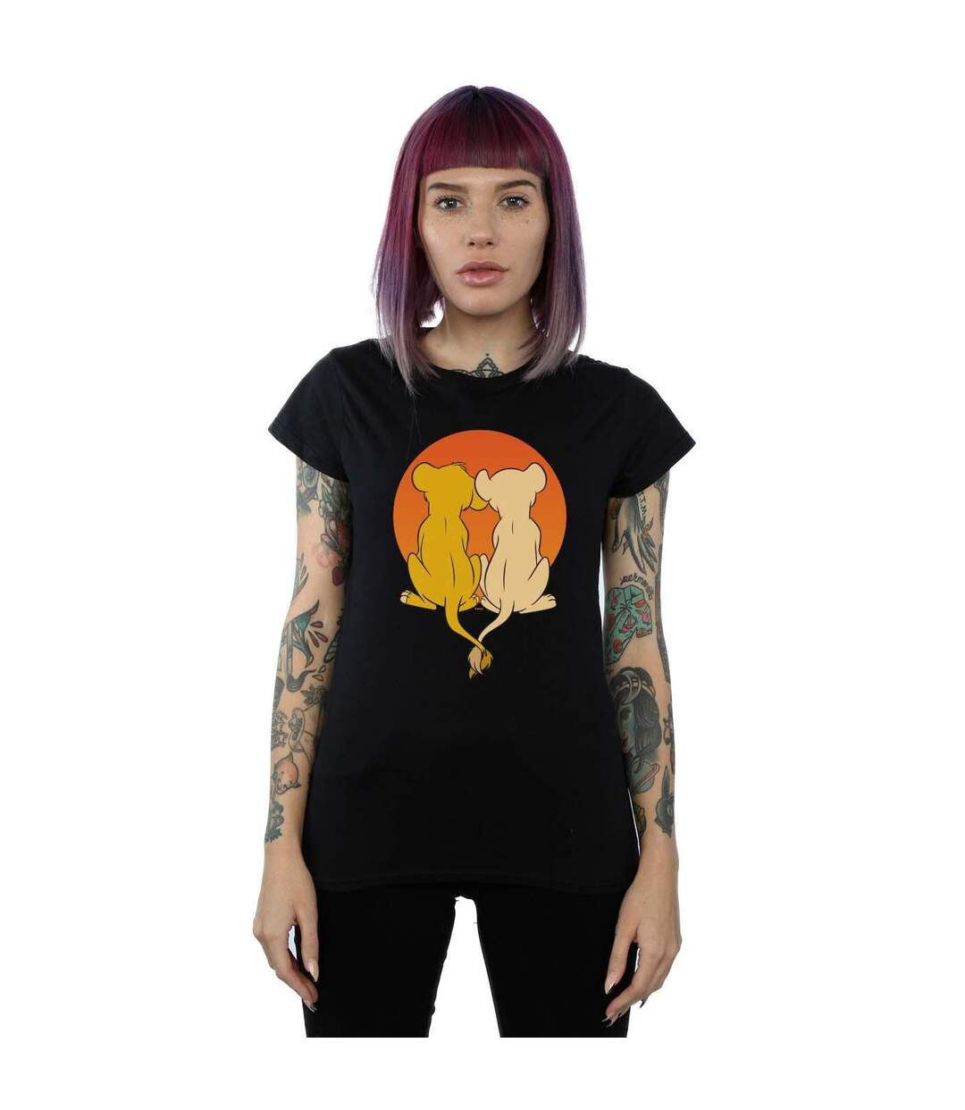Disney T-shirt en coton Le Roi Lion Nous ne faisons qu'un, Femmes/Dames (Noir) - UTBI25022-2