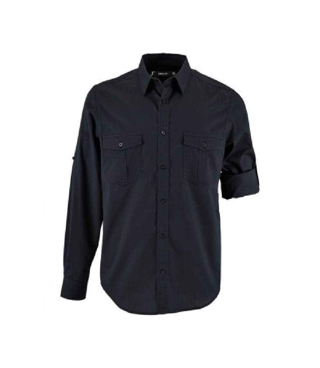 Chemise à manches retroussables burma homme bleu foncé SOLS-1