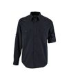 SOLS Mens Burma Roll Sleeve Poplin Shirt (Dark Blue)