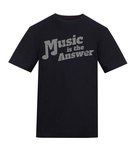 Mens Music Is The Answer T-shirt Black AWD