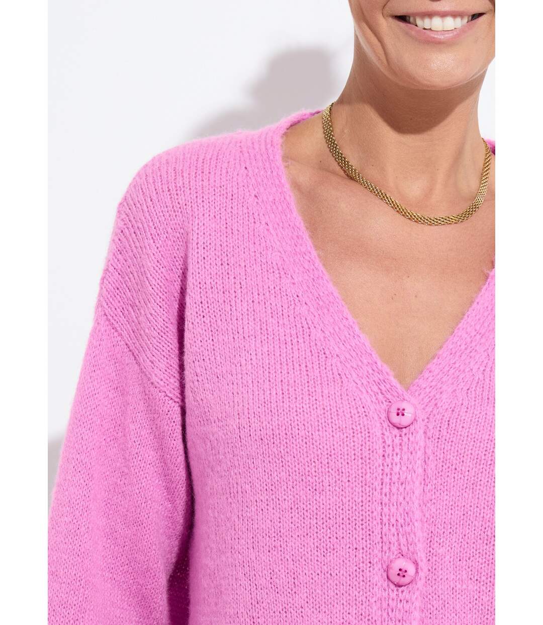 Gilet col V boutonné mélange mohair-4