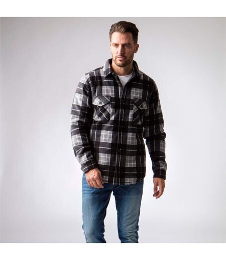 Mens Quilted Plaid Pattern Thermal Long Sleeve Winter Jacket