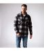 Mens Quilted Plaid Pattern Thermal Long Sleeve Winter Jacket-4