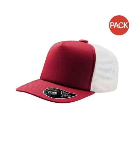 Lot de 2  casquettes trucker record adulte rouge Atlantis