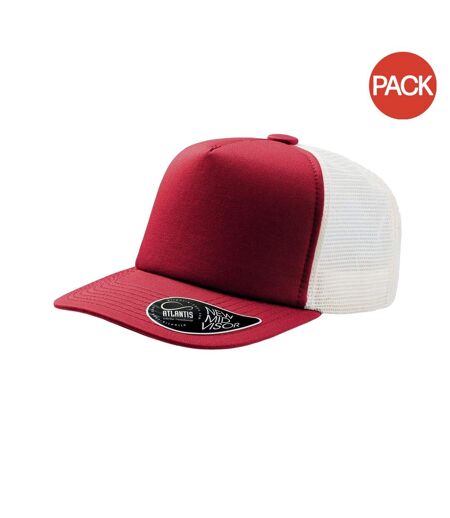 Pack of 2  Record mid visor 5 panel trucker cap  red Atlantis