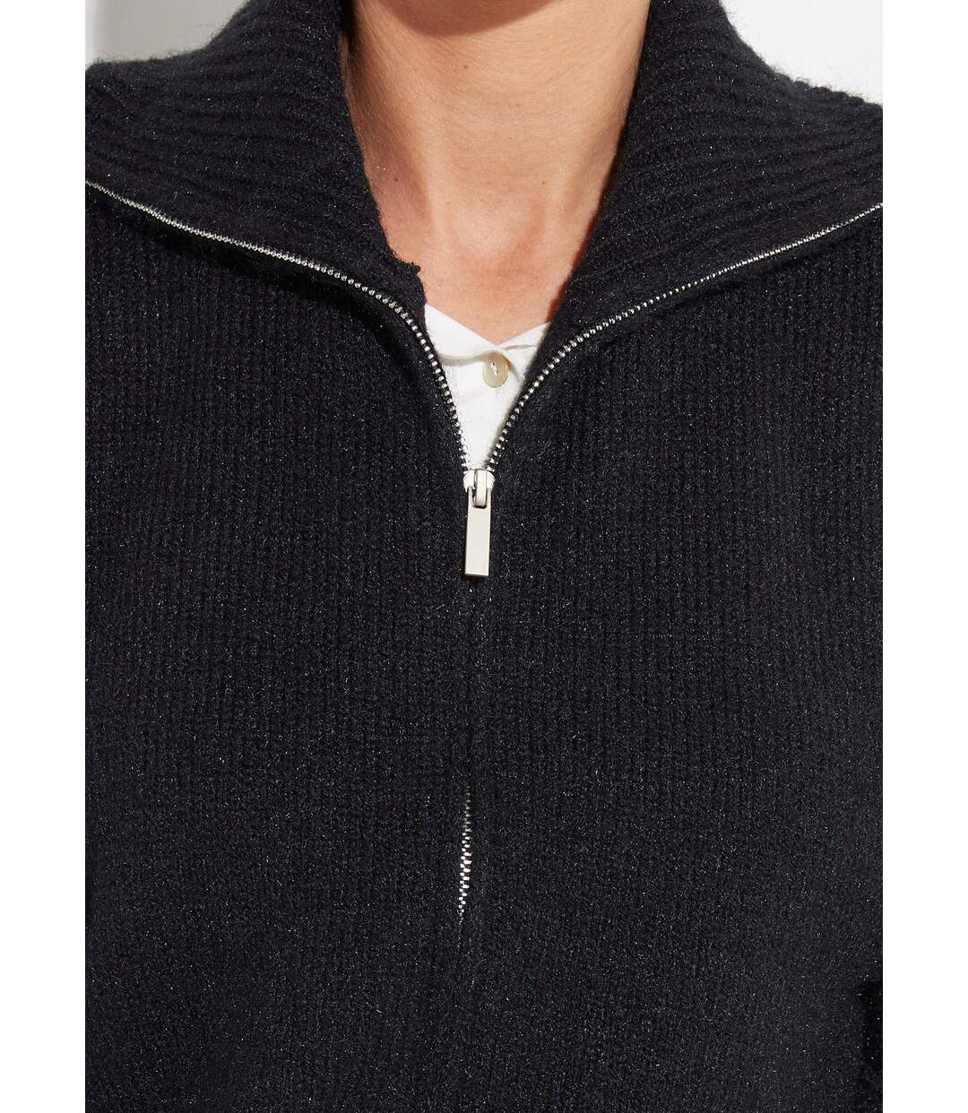 Pull zippé en maille avec col montant-4