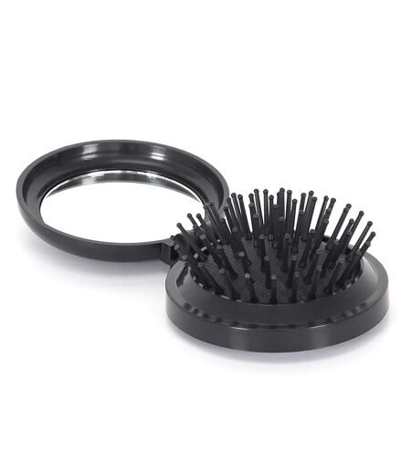 Brosse & Miroir de Sac Nomade 7cm Noir