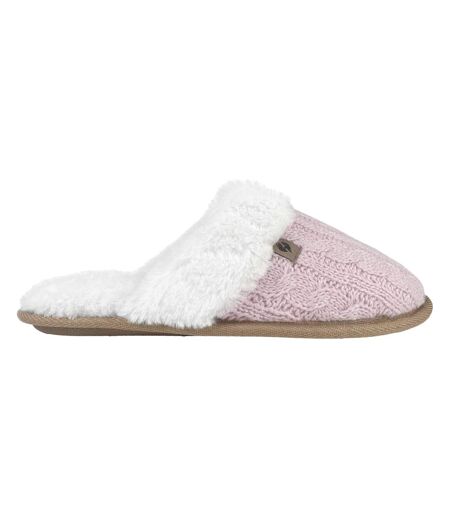 Ladies Cable Knit Faux Fur Thermal Winter Slippers