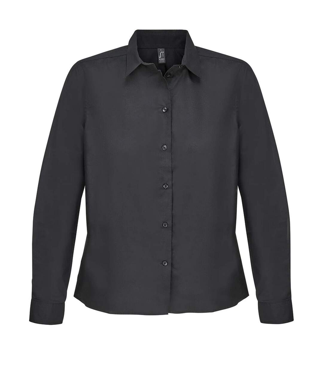 Womens/ladies Bailey Poplin Long-sleeved Shirt Black SOLS-1