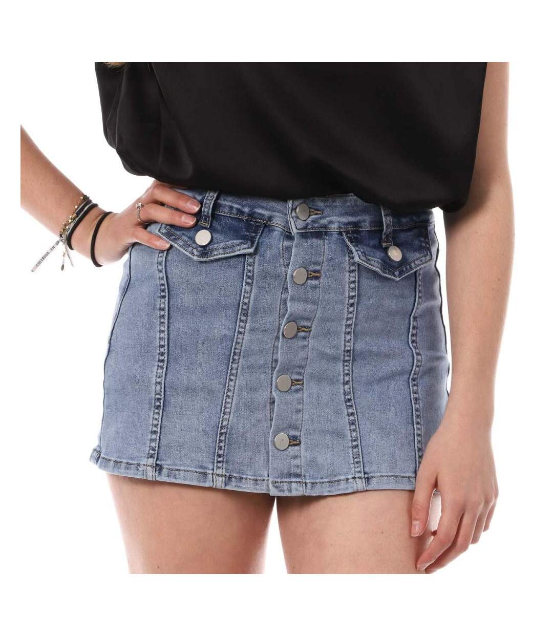 Jupe Short en Jean Bleu Femme Monday Premium 383 - XL-1