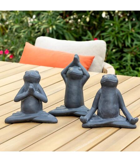 Lot de 3 Grenouilles Déco en Ciment Lia 18cm Gris