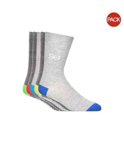 Pack of 5  Mens posical logo crew socks  grey/multicoloured Crosshatch