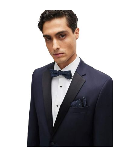 Mens Pin Dot Silk Tie & Pocket Square Set One Size Dark Blue Boss