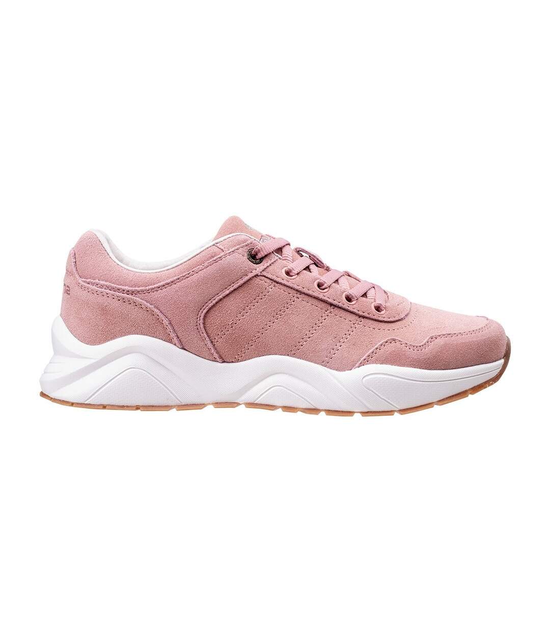 Womens/ladies Vilme Leather Trainers Silver Pink Beige Iguana-2
